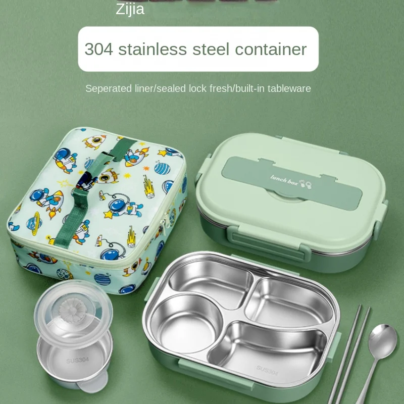 

304 Stainless Steel Insulated Lunch Box Only for Pupils Separated Food Grade Children Compartment Bento Lunch Box Office Worker