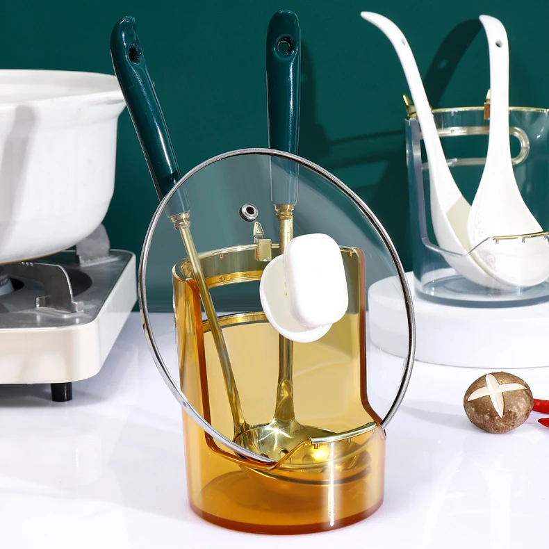 

Household Kitchen Pot Lid Holder Plastic Spoon Holder Pot Lid Shelf Pan Cover Stand Storage Kitchen Organizer Tableware Rack