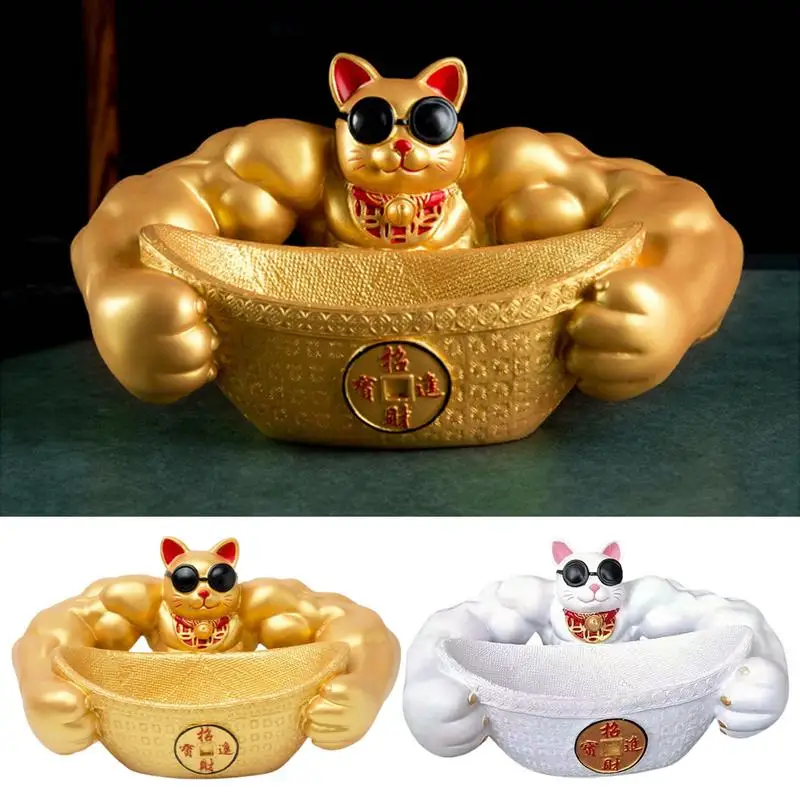 

Strong Fortune Cat Organizer For Entry Way Strong Muscle Cat Organizer Key Tray For Entryway Resin Decorations Storage Box For