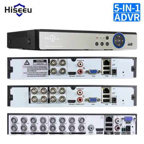 Видеорегистратор Hiseeu, 4 канала, 960P, 8 каналов, 1080P / 16 каналов, 5 МП, 5 в 1, для IP-камер AHD, P2P систем видеонаблюдения, H.264, VGA, HDMI
