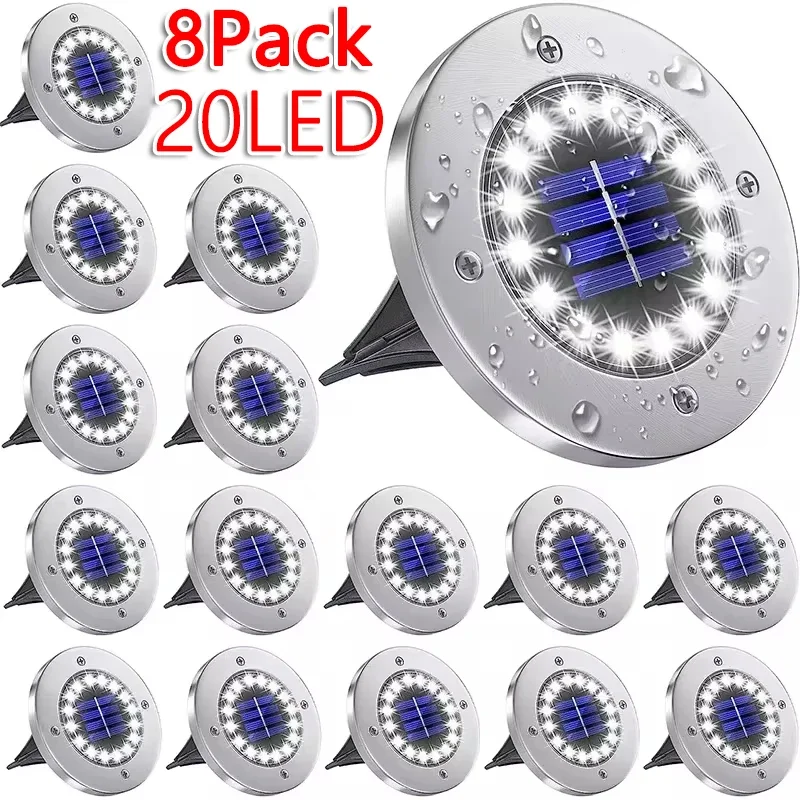 Solar Lights Outdoor Disk Underground Lamp Spotlight Buried Solar Light for Home Garden Lawn Yard Decoration