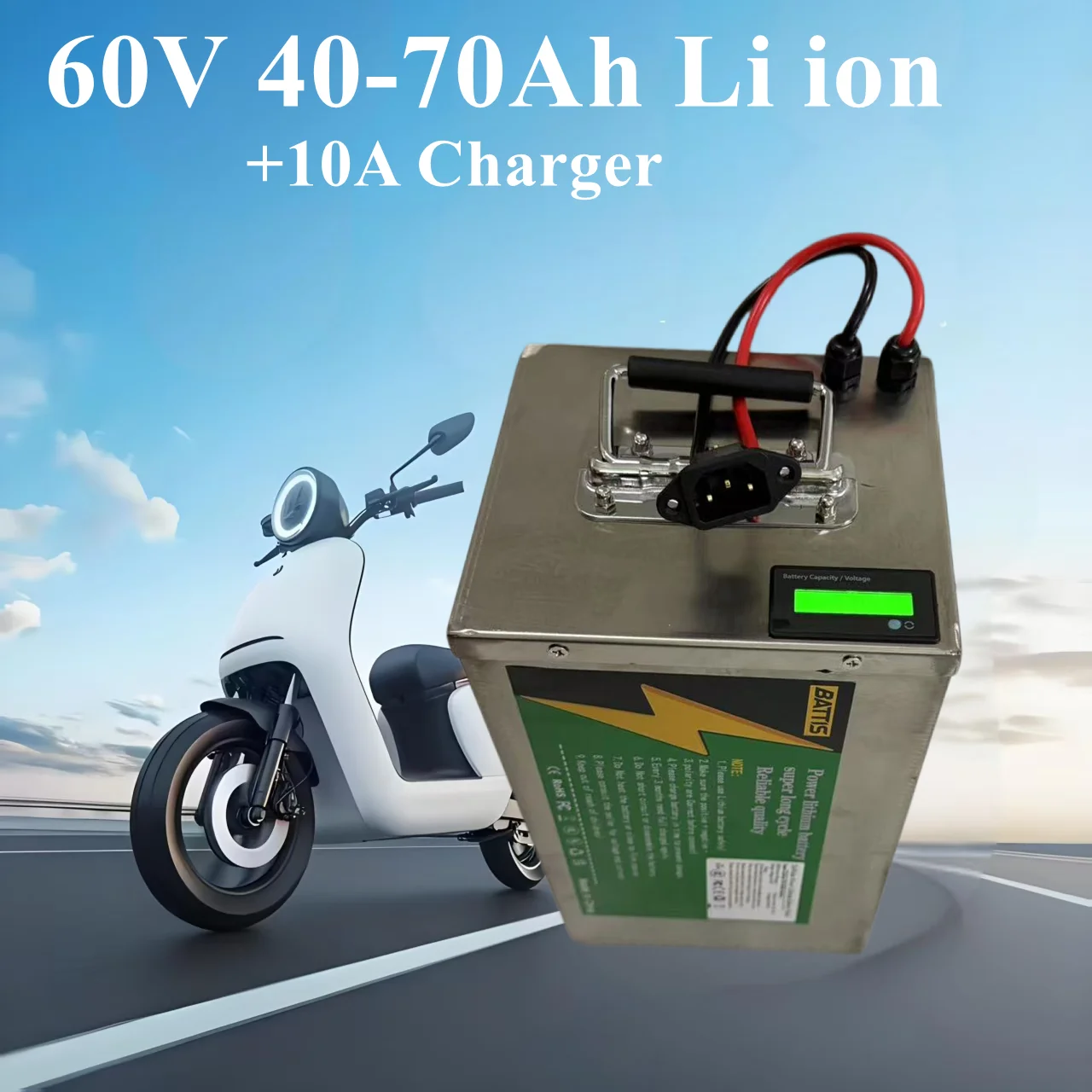 Фото 60V 40AH 45AH 50AH 70AH 60AH литий-ионная литиевая аккумуляторная батарея для автомобиля двухколесная трехколесная №1