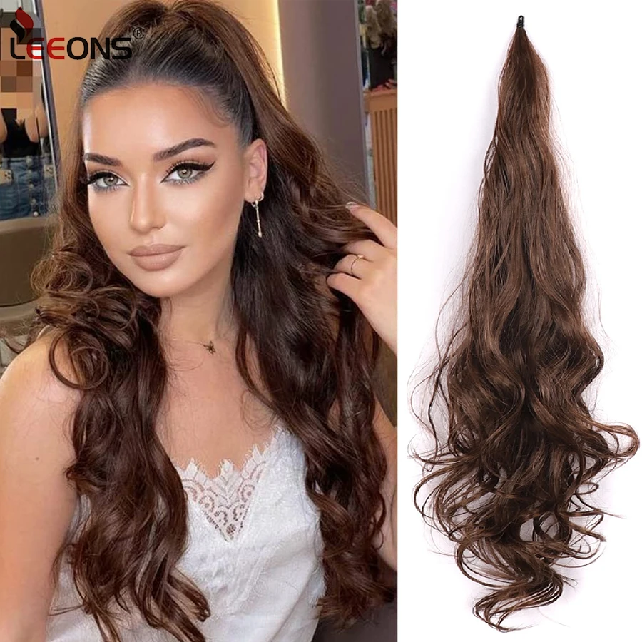 

Leeons Ponytail Extension 32 Inch Flexible Wrap Around Ponytail Hair Curly Synthetic Hair Extensions Long Ponytails Hairpiece