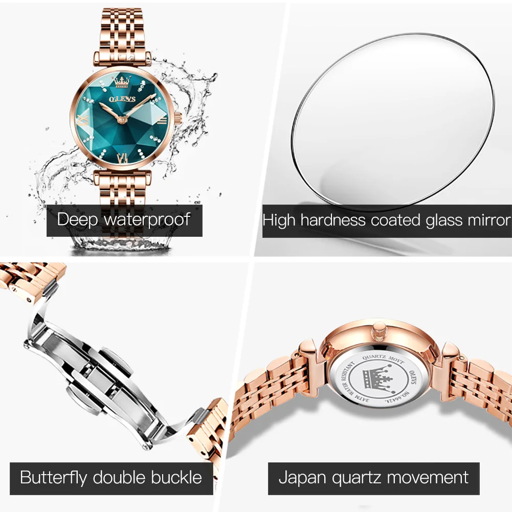 TAXAU Watch For Women Japan Imported Quartz Movement Luxury Stainless Steel Waterproof Green Bracelet Wristwatch Relojes Mujer enlarge