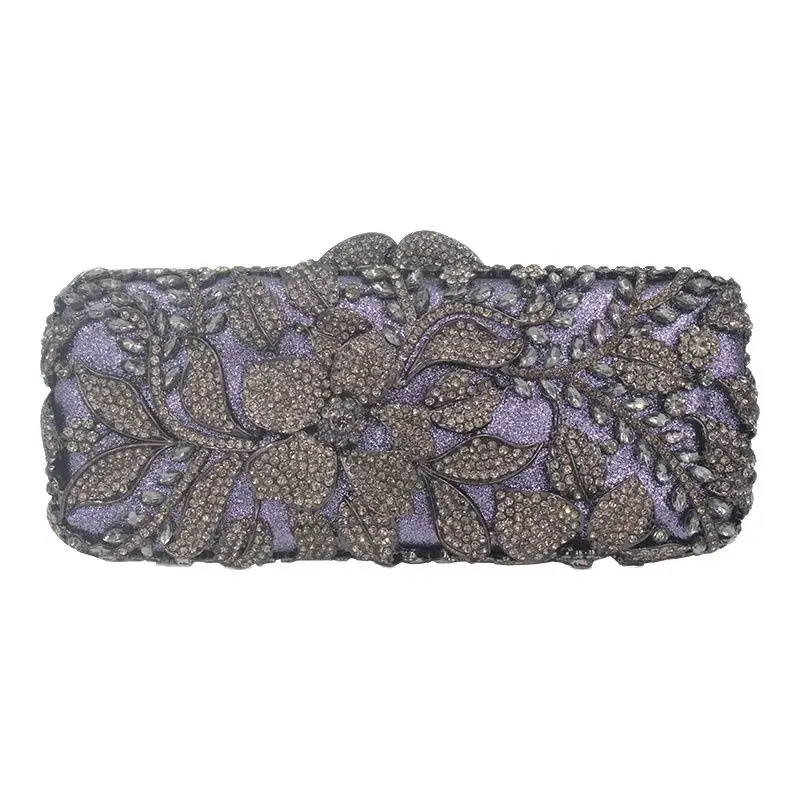 

Женская вечерняя сумочка с камнями, фиолетовая, Золотая, серебряная, с цветами