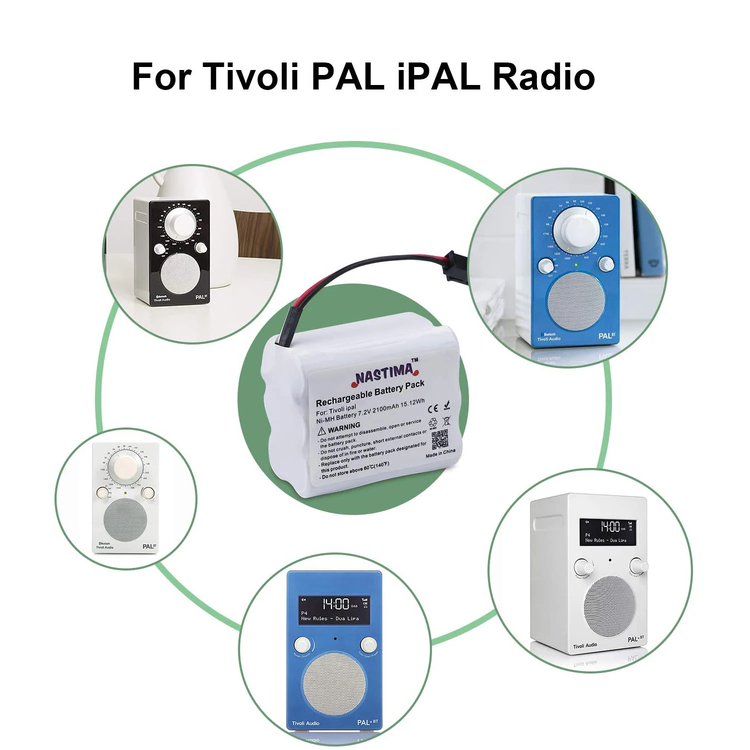 Запасной аккумулятор NASTIMA 2 шт 7 В 2100 мА · ч провода подходит для Tivoli PAL iPAL Radio (MA-1 MA-2