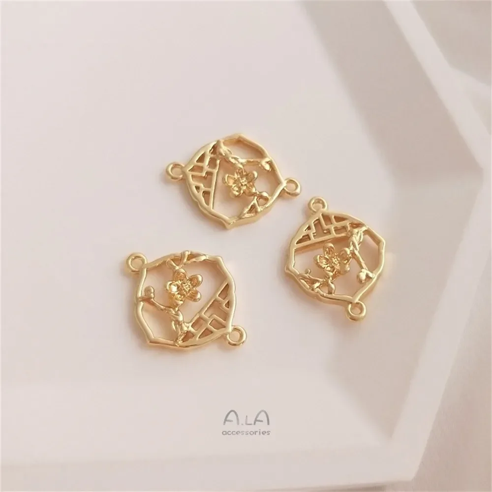 14-каратное позолоченное медное золото с цветком сливы двойной подвесной разъем