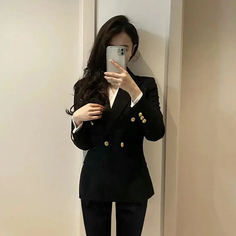 

2023 Spring Autumn Women New Professional Suits Female Long Sleeve Blazers + Straight Pants Ladies Office Lady 2 Piece Sets E294