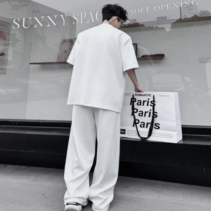 Мужские костюмы в стиле High Street IEFB повседневный топ с круглым вырезом и коротким