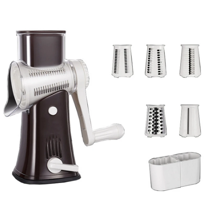 

Promotion! Vegetable Cheese Grater Slicer,Rotary Chopper,Handheld Shredder Salad Slicer 5-In-1 Tumbling Multi-Use Manual Grater