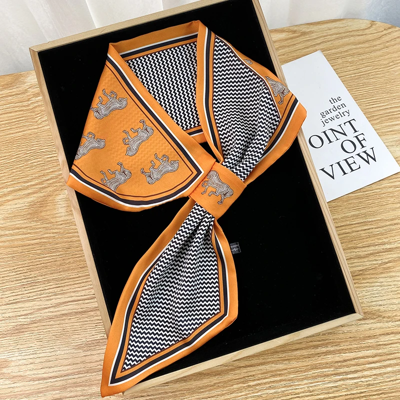 Дизайн шарфа с принтом лошади корейского стиля из шелка для женщин.