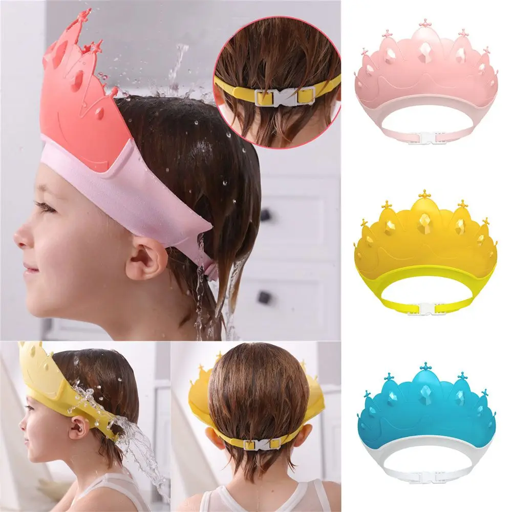

Crown Shape Visor Adjustable Ear Protection Wash Hair Shield Shampoo Cap Shower Head Cover Baby Shower Cap