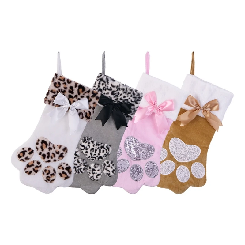 

2023 New Christmas Embroidered Paw Xmas Stocking Pendant Crafts Children Gift