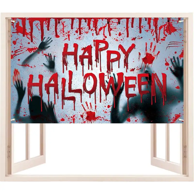 

Bloody Halloween Creepy Cloth Halloween Blood Print Background Handprint Footprint Backdrop Hang Cloth Decorative Halloween