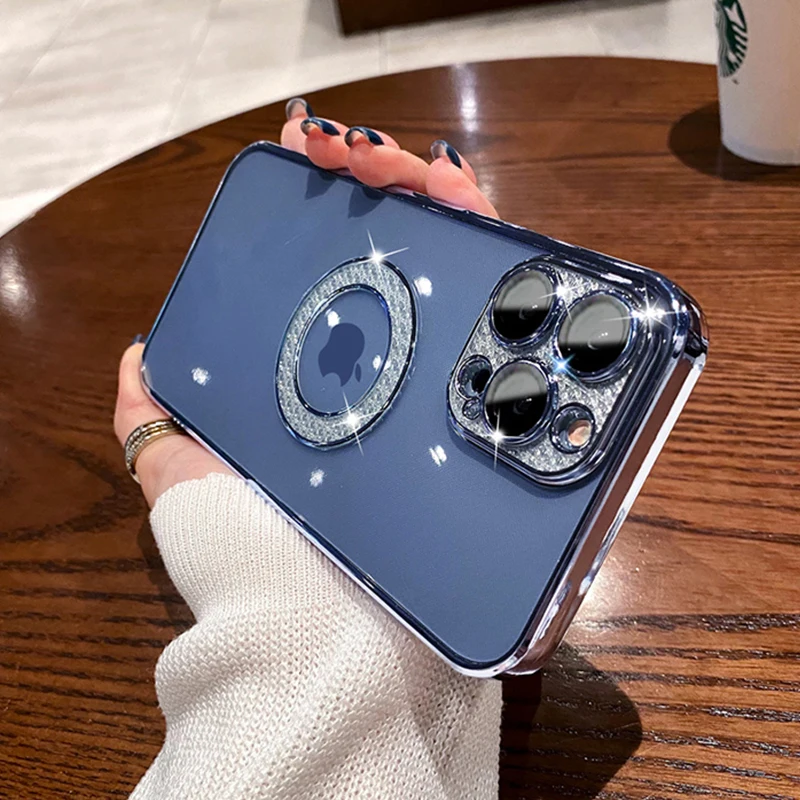 

Luxury Electroplated Glitter Diamod Phone Case For iPhone 14 Plus 13 12 11 Pro Max Hollow Out Transparent Soft Silicone Cover