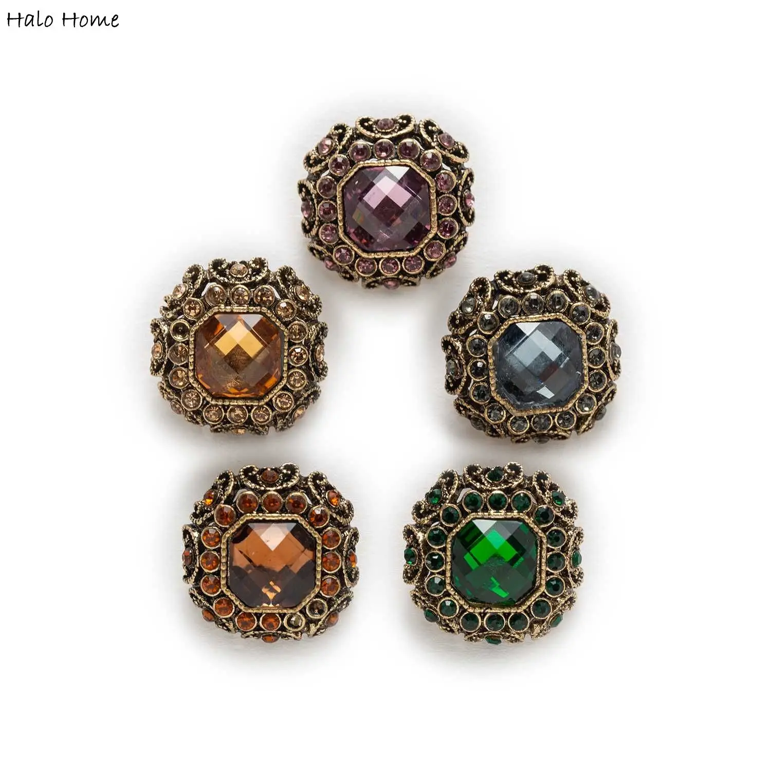 

5 шт. Стразы драгоценный камень в стиле ретро металлические пуговицы для шитья домашней одежды ручной работы аксессуары для декора 23-25 мм