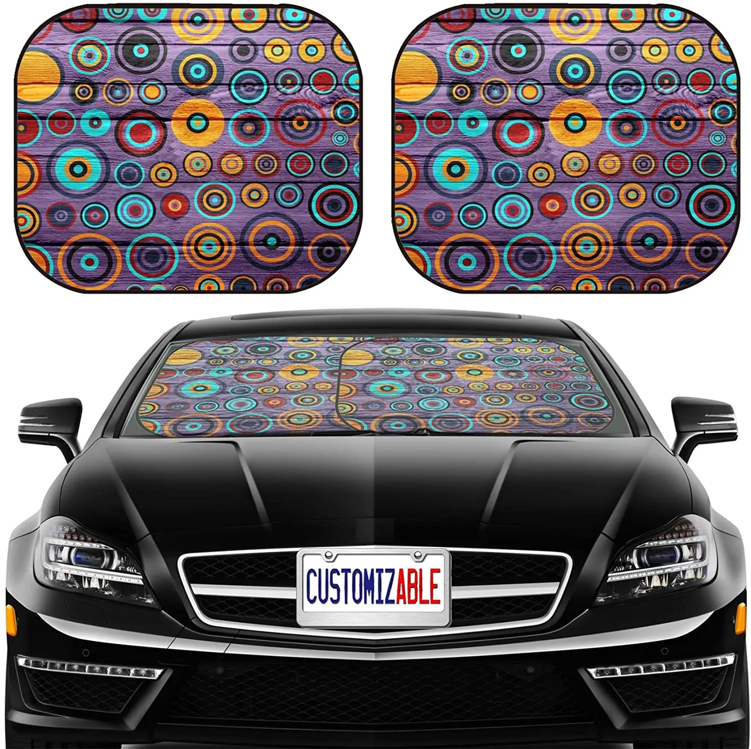 Car Sun Shade Windshield Sunshade Universal Fit 2 Pack, Block Sun Glare, UV and Heat, Protect Car Interior Car Sun Shade Windshield Sunshade Universal Fit 2 Pack, Block Sun Glare, UV and Heat, Protect Car Interior