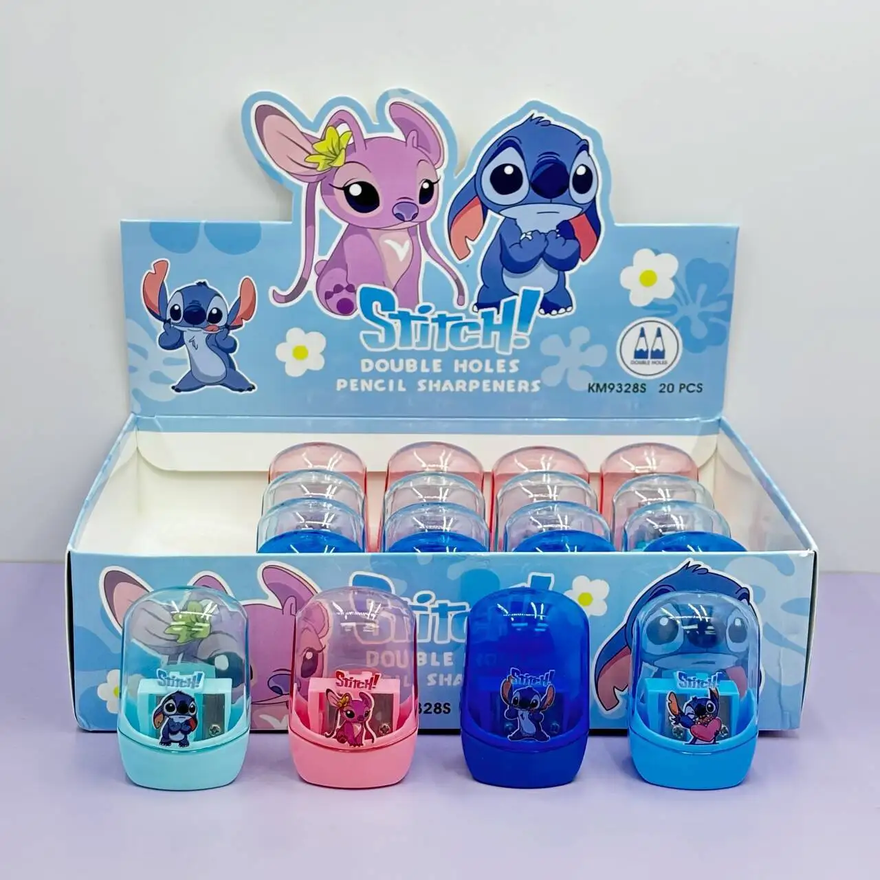 New Double-Hole Pencil Sharpener Cute Sanrio Stitch Kapibara Cartoon Shape Portable Mini Pr
