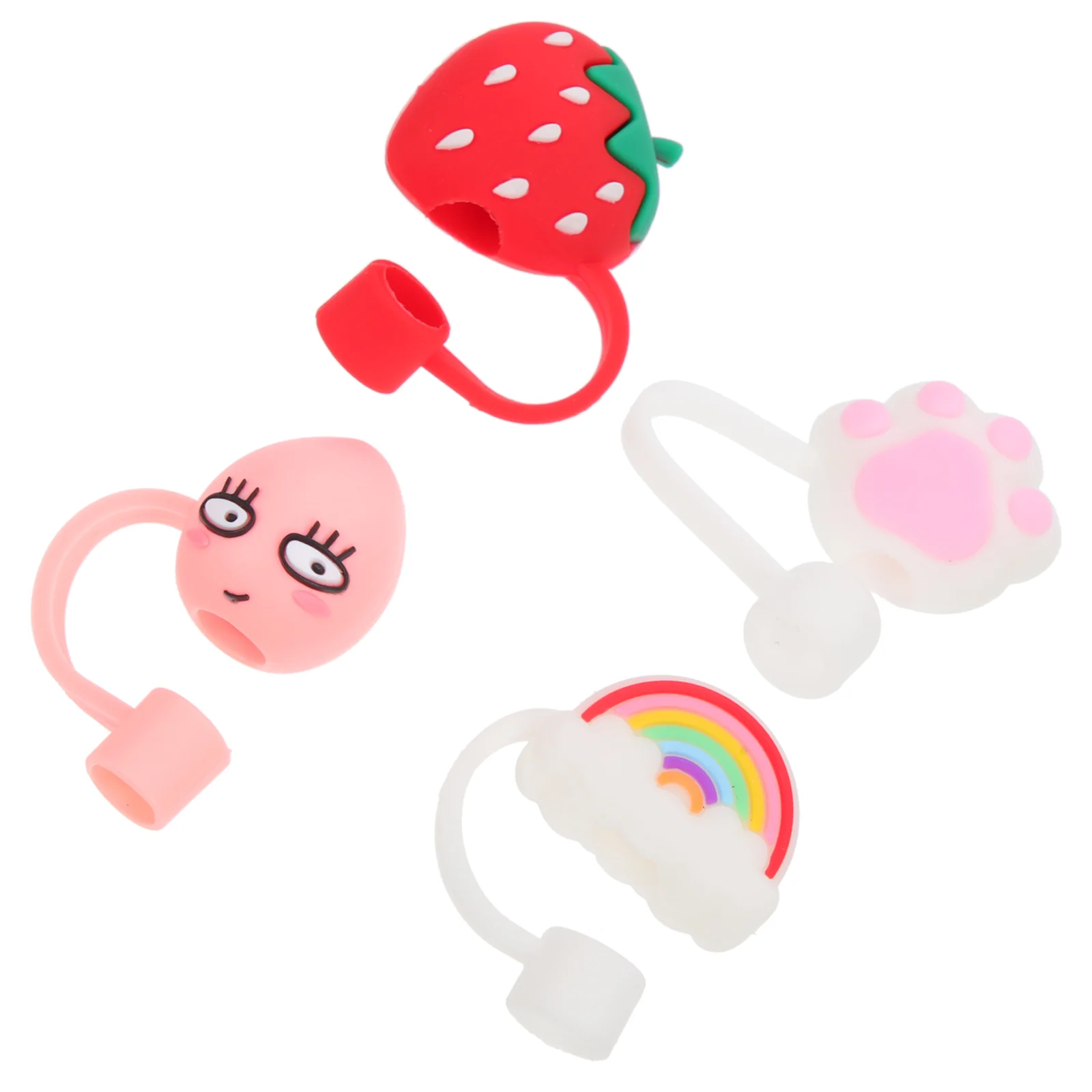 

Straw Cover Tips Drinking Cap Silicone Covers Reusable Cute Plugs Protector Plug Caps Tip Strawberry Straws Toppers Lids Dust