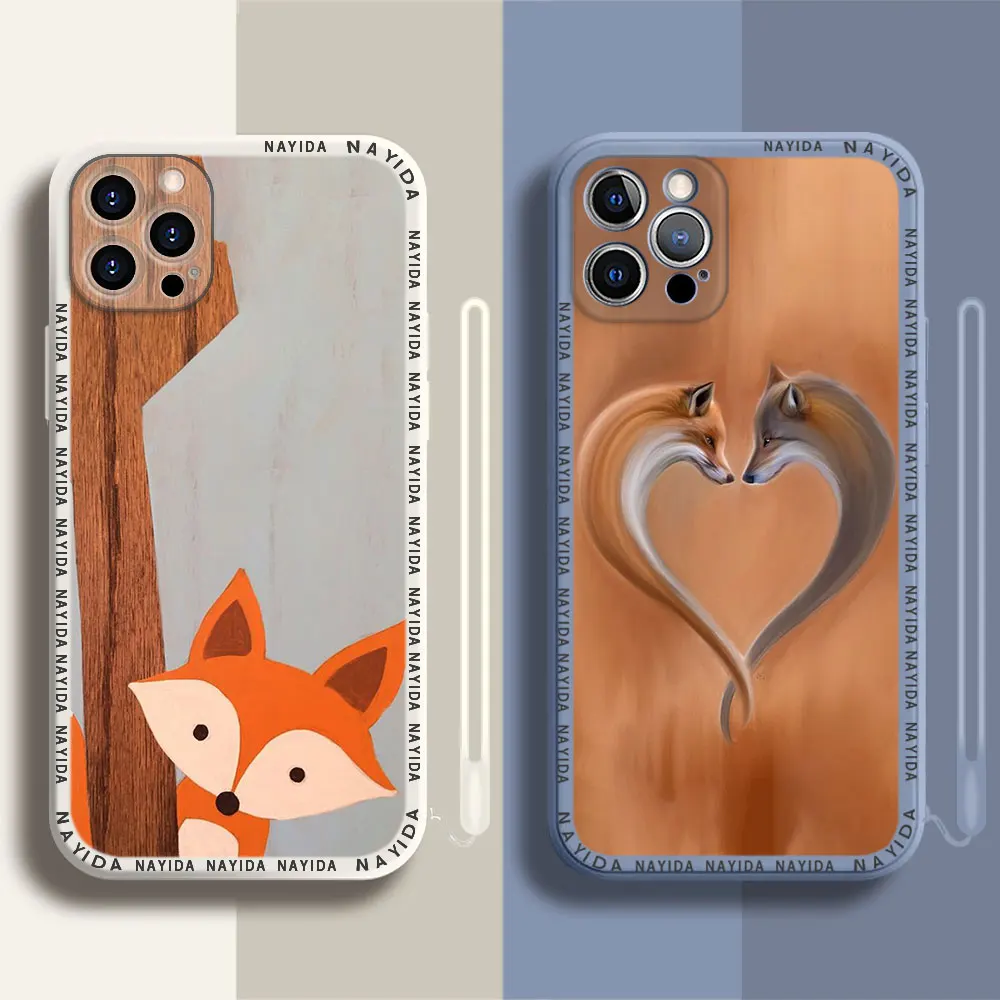 

Phone Case For iPhone 14 13 11 12 Mini Pro Max XS XR X Soft Silicone TPU Cover Animal More Cute Fox cat