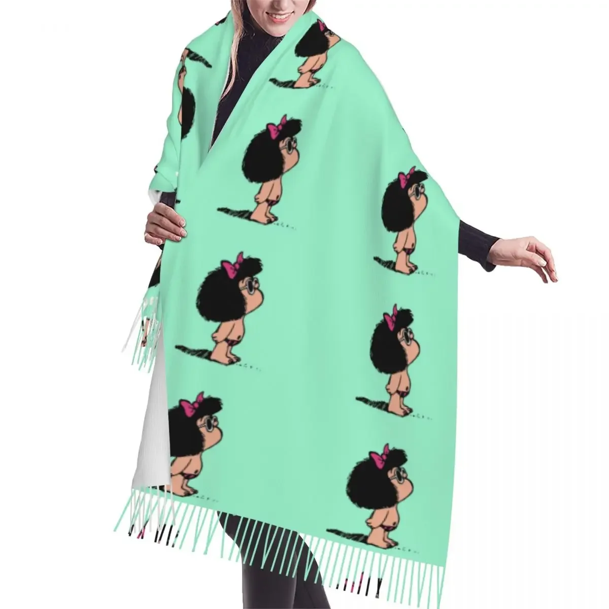 Стильный Купальник Mafalda шарф с бахромой зимние и осенние теплые шали палантины