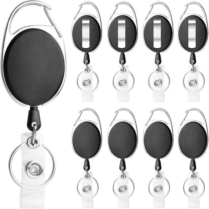 

10pc ID Card Key Chain Lanyard Clip Key Ring Retractable Pull Name Tag Recoil Badge Belt Rope Holder Heavy Duty Keyring Keychain