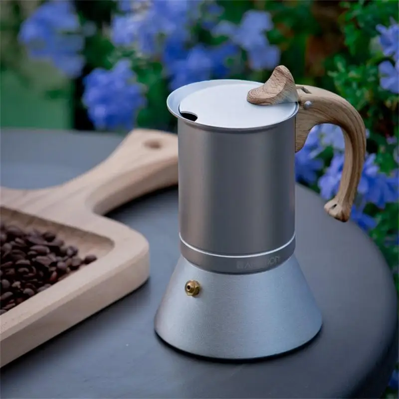 

New 150/300ml Nordic Italian Home Moka Pot Food Grade Aluminum Coffee Maker Covered Bottom Coffee Pot Induction Cooker Heating
