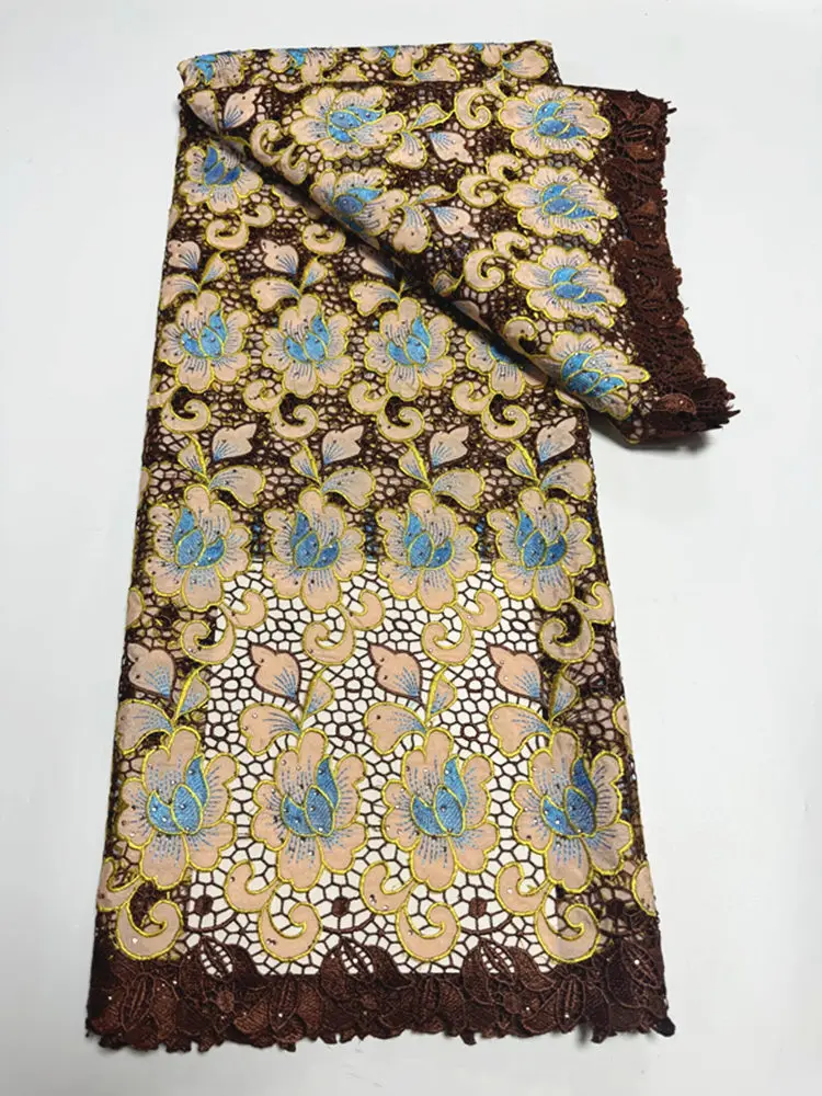 Водорастворимое кружево из полиэстера и хлопка LTSG32 зеленое