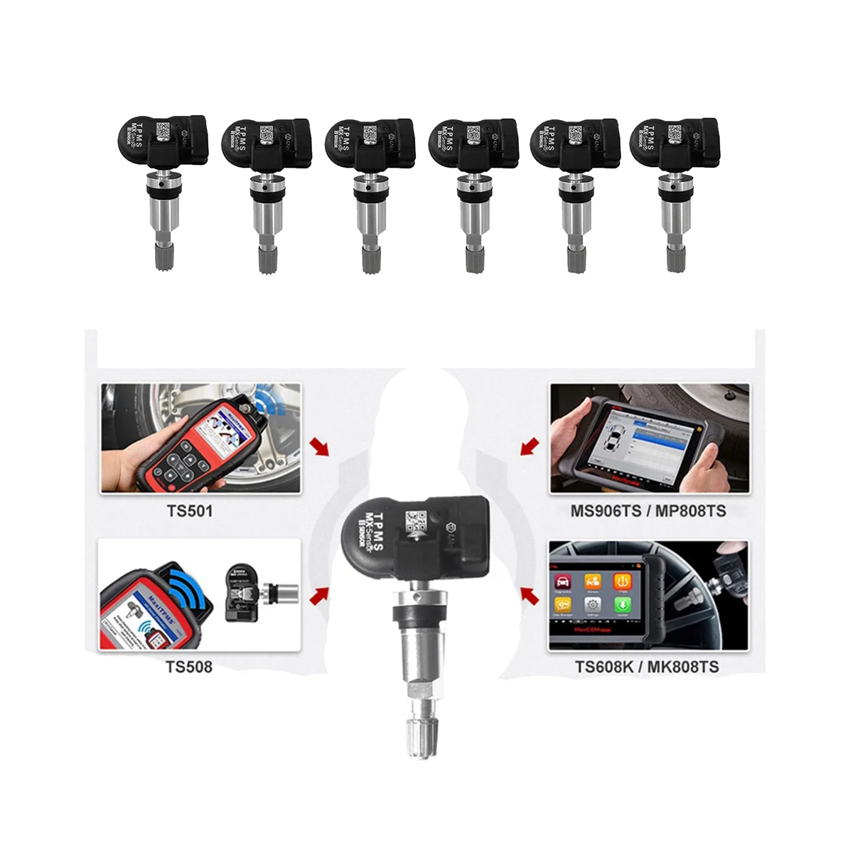 Программируемый датчик давления в шинах AUTEL MX 315 МГц 433 6 шт.