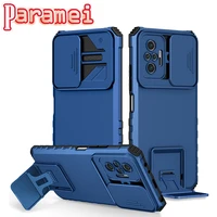 paramei slide camera armor phone case for xiaomi 11t pro 11t rugged drop bracket cover for xiaomi 11 lite 5g gne mi 11t case