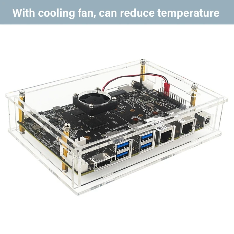 Акриловый охлаждающий корпус для Banana платы BPI F3 с охлаждающим вентилятором