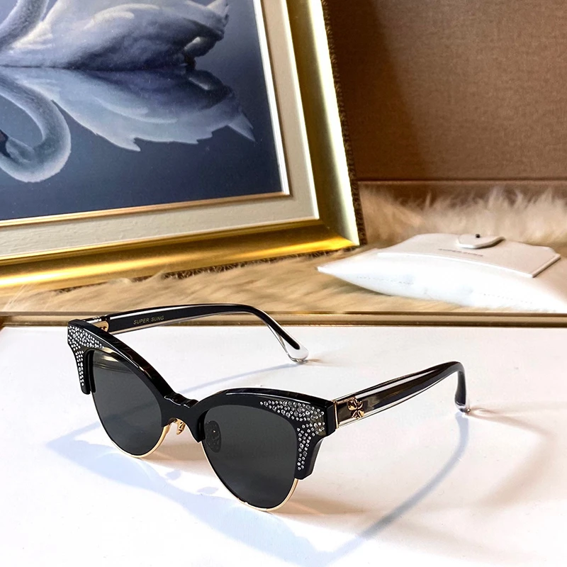 SUPER SUNG SS068 Sunglasses For Men Women Summer Style Anti-Ultraviolet Retro Plate Cat Eye Frame Random Box
