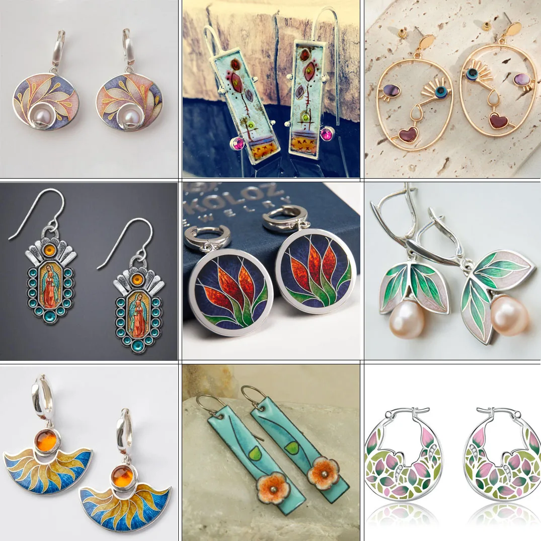 

Vintage Literary Painted Earrings for Women Renaissance Oil Painting Texture Creative Dangle Earrings Personalized Party Jewelry