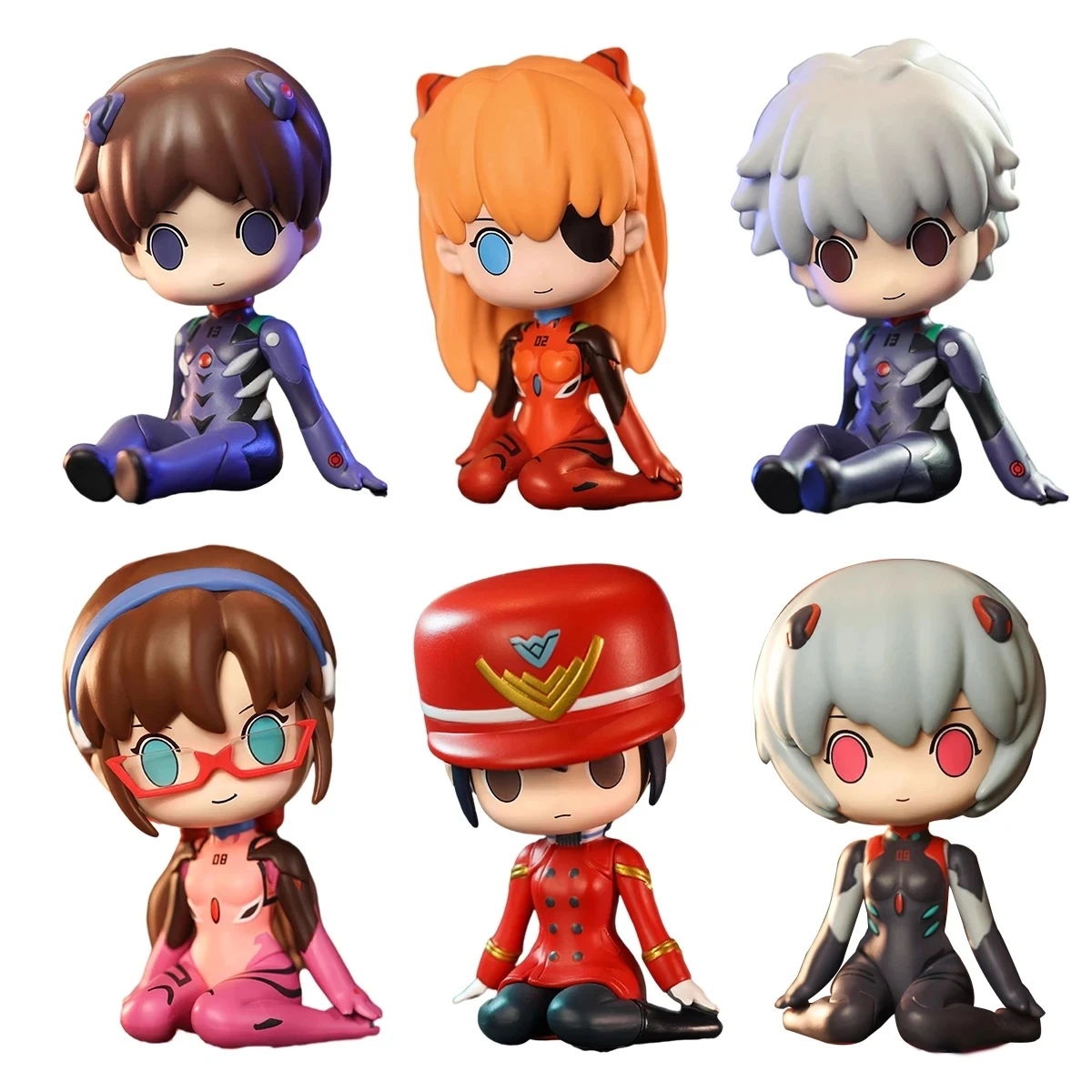 Фото Фигурка Аниме EVA, 8 см, Asuka Langley Soryu, сидящая накидка, Аянами Рей, игрушка, модель Nagisa Kaworu, Ikari Shinji, Подарочная коллекция №1