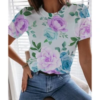 summer casual floral womens t shirt printing harajuku fashion solid short sleeve t shirt womens shirt and t shirt xs 8xl