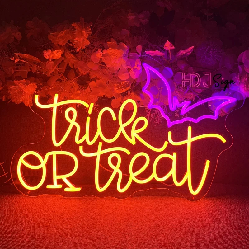 Trick or Treat Neon Lights Led Sign Halloween Decoration Bedroom Neon Signs Led Lights Aesthetic Room Decor Home Neon Led Gift