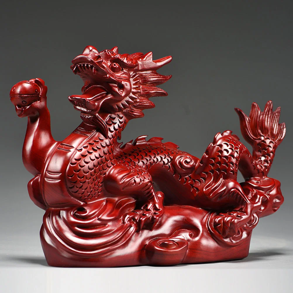 

Wood Hand Carved Dragon Figurine 2024 Chinese New Year Dragon Statue 12Cm Fengshui Zodiac Dragon Sculpture Animal Model Luck