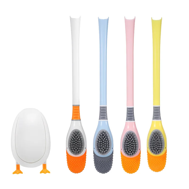 

Toilet Brush Duckling Diving Duck Silicone Brush Hole Free Toilet Wall Cleaning 2 Brushes Multi Angle Cleaning Brush Set