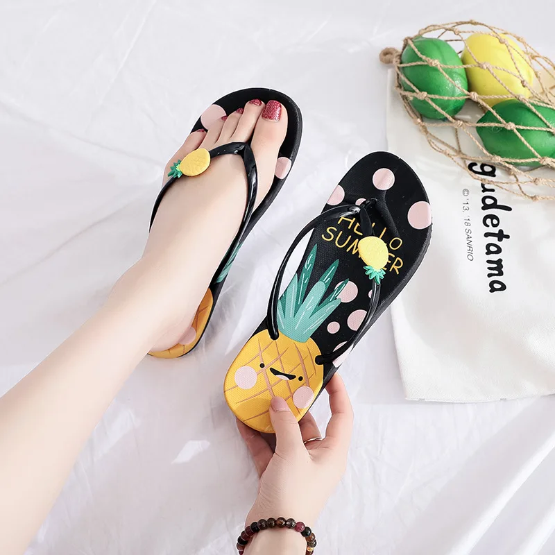 

Slippers Summer Women Sandals Flip Flops Fruit Print Pattern Non-Slip Beach Shoes Home Indoor Outdoor Shoes for Women 2022 슬리퍼
