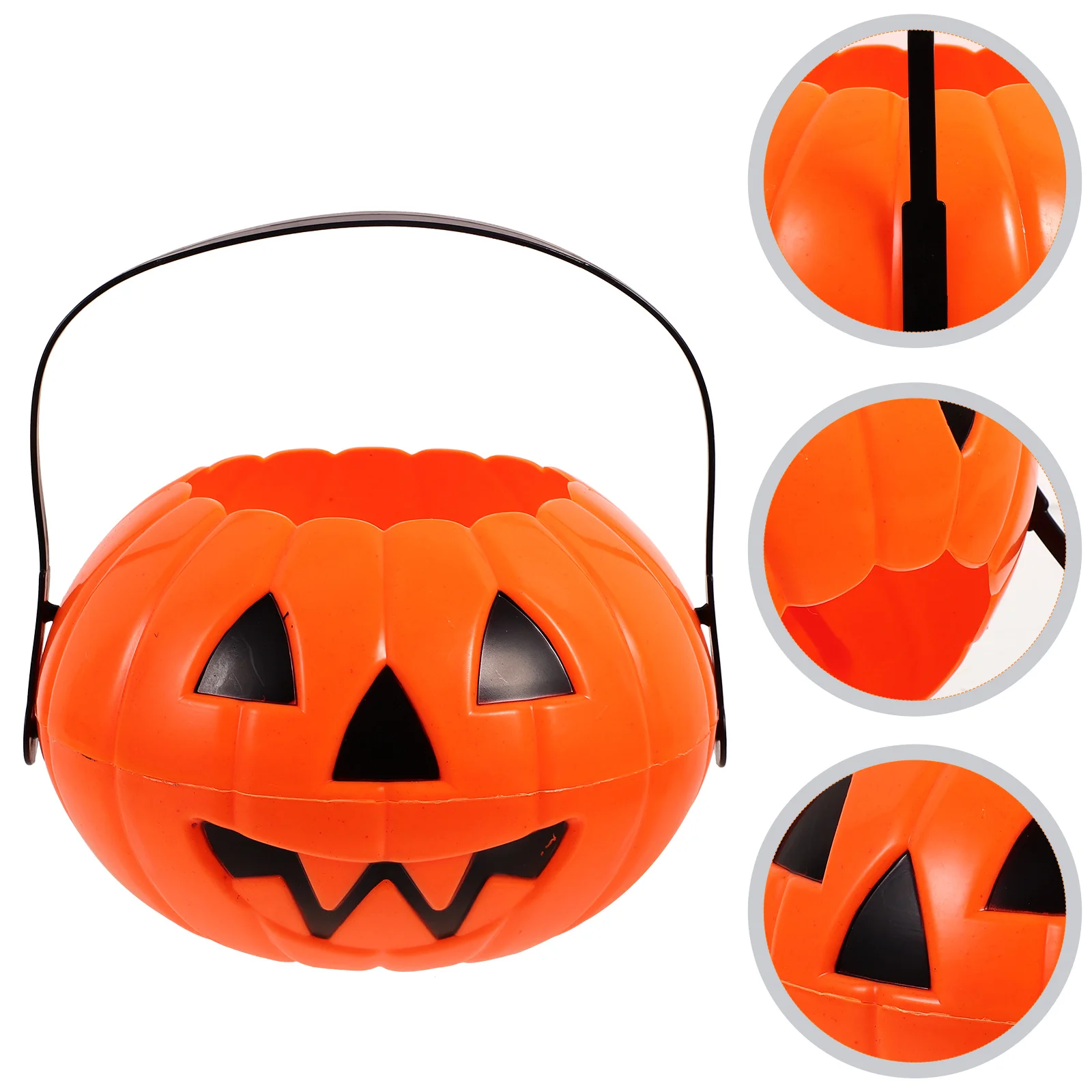 

Halloween Pumpkin Bucket Plastic Buckets Handles Candy Gifts Kids Pumpkins Pails Bulk Orange Child