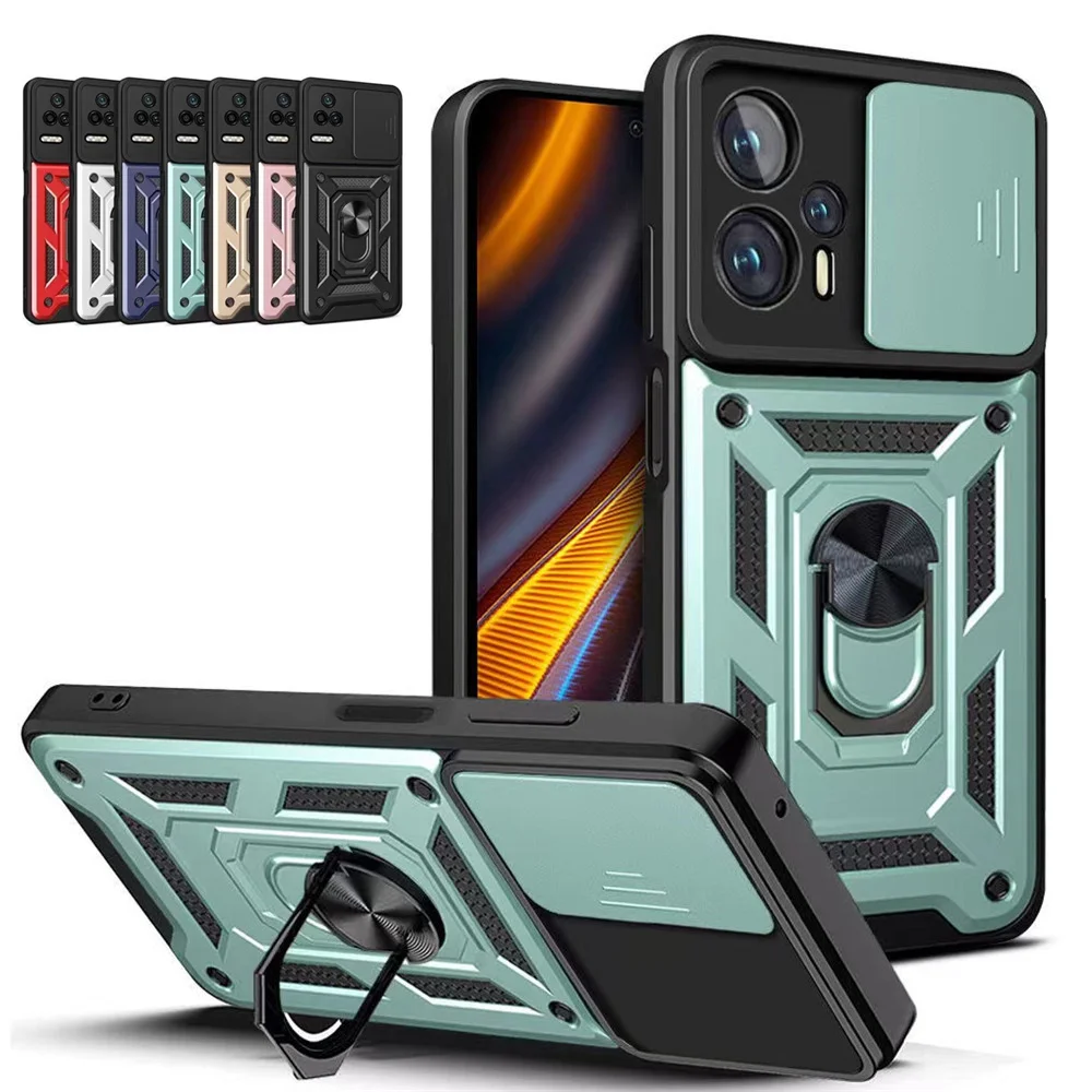 

Armor Case For POCO X4 GT POCO F4 GT Case Slide Camera Shockproof Ring Stand Cover For POCO X4 GT PokoX4 GT Protective Funda