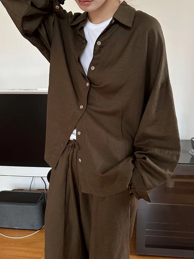 Женские льняные рубашки в японском стиле повседневные свободные блузки уличном