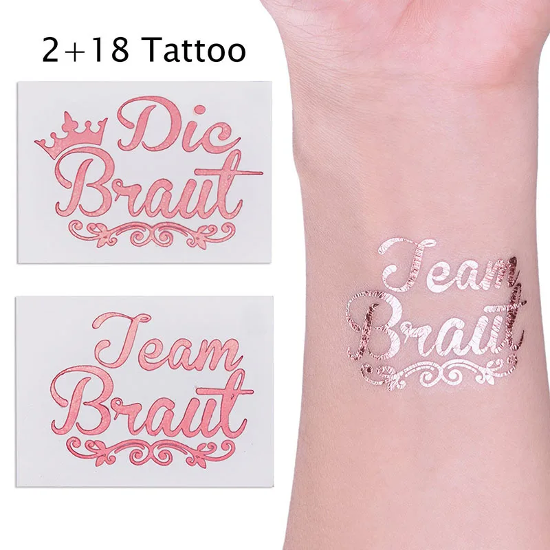 

Team Bride Bachelor Party Bride Companion Metal Tattoo Sticker Hot Stamping Silver Tattoo Sticker Stationary Stickers