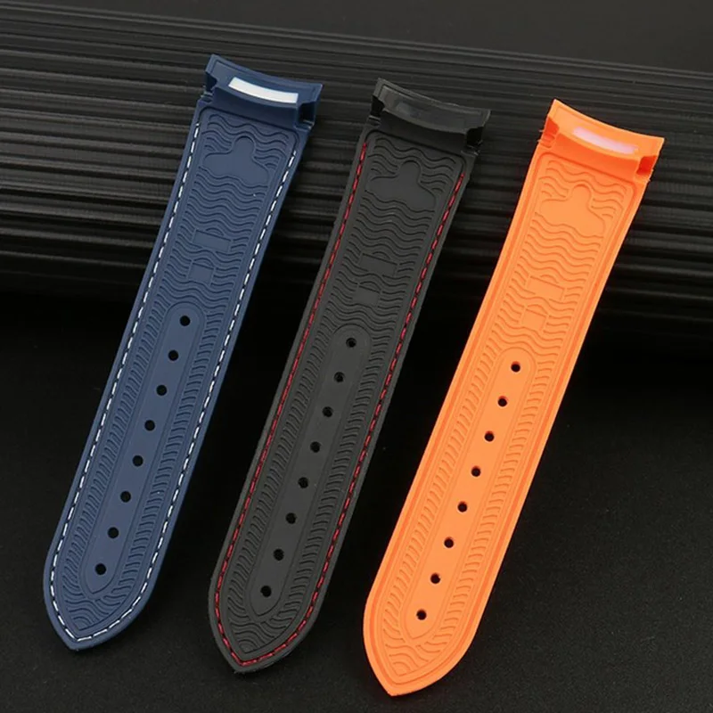 Браслет 20 мм 22 для силиконового ремешка Hamilton цвета хаки темно-синий резиновый