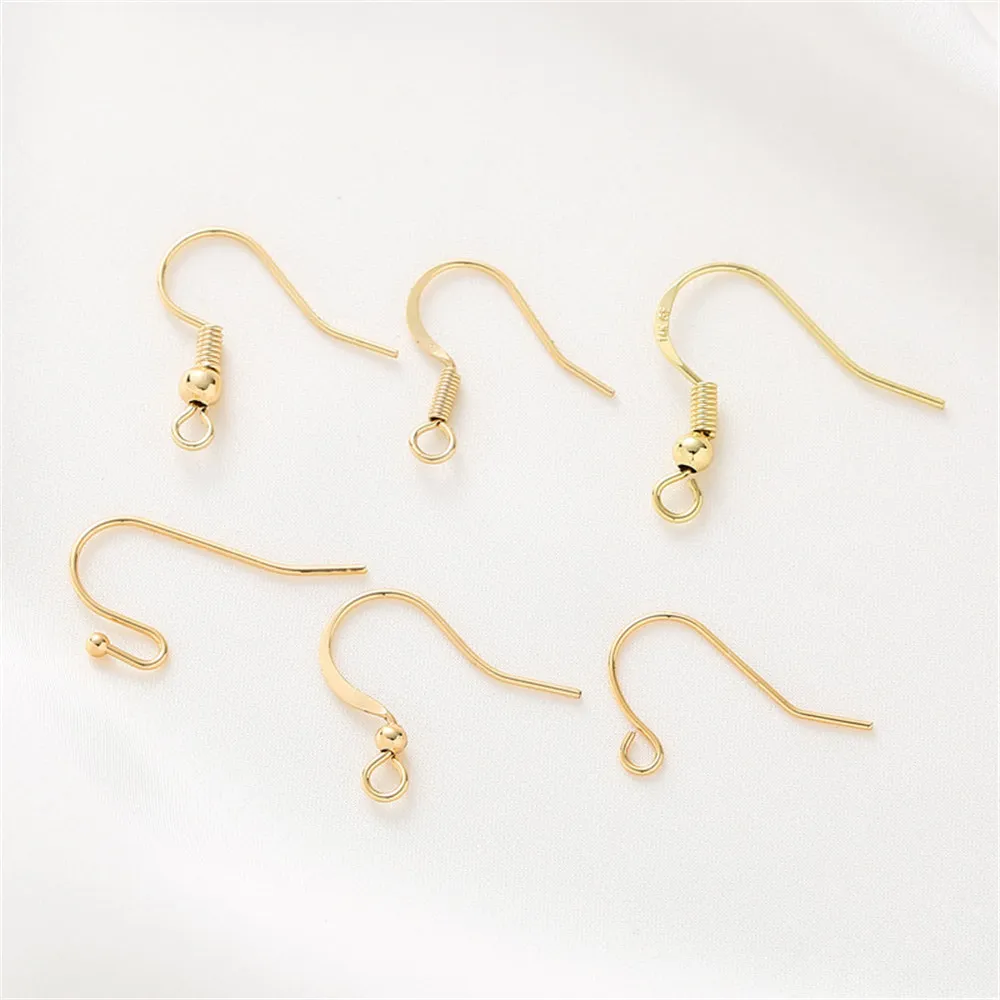 

14K gold coated anti-allergy flat ear hooks spring with beads earrings jewelry accessories diy handmade earrings material