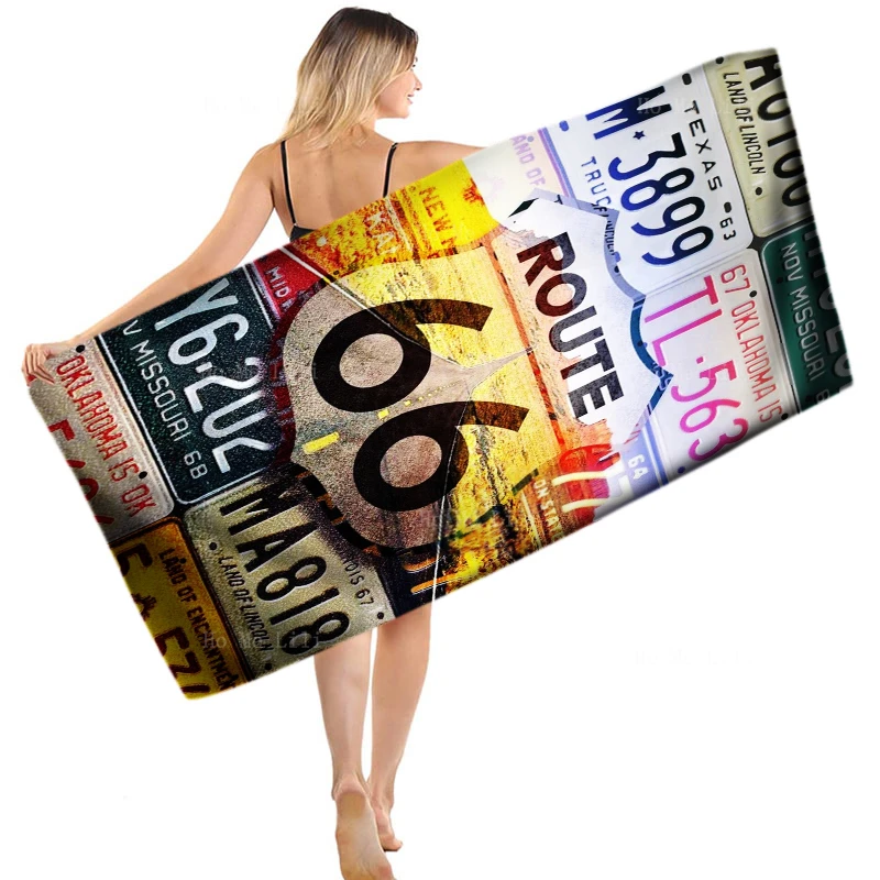 

Route 66 License Plates Highway Road Routes Old Posters Style Quick Drying Towel By Ho Me Lili Fit For Yoga Swimming Etc