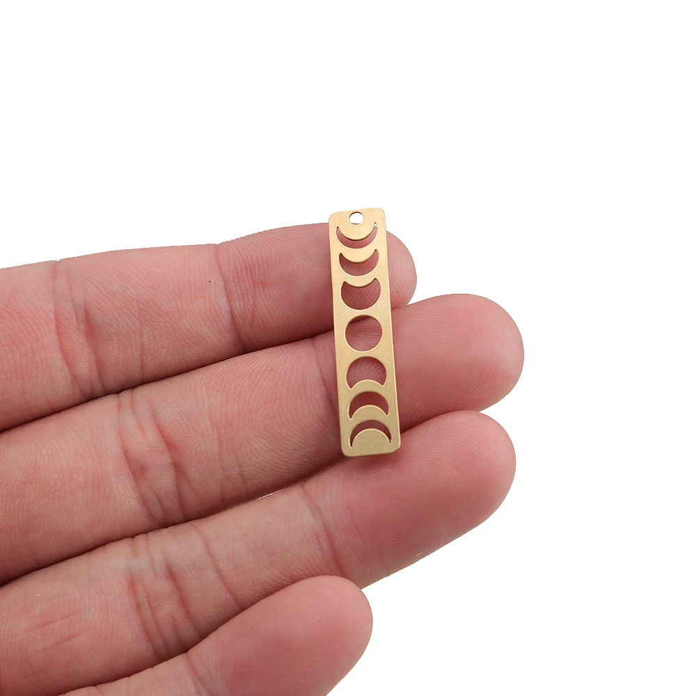 

10pcs/lot Raw Brass Moon Frame Charms Celestial Lunar Rectangle Pendant For Diy Earrings Necklace Jewelry Handmade Making