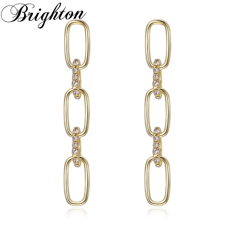 

Brighton Punk Long Statement Geometric Dangle Drop Earrings For Female Charm Metal Zircon Oorbellen Brincos Party Trendy Jewelry