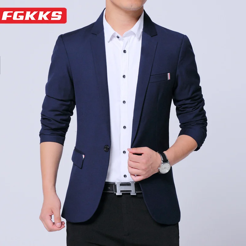 

FGKKS 2023 Casual Blazers Suit Men's New Design Trend Fashion Slim-Fit Business Top High-Quality Selling Blazers Suit Men