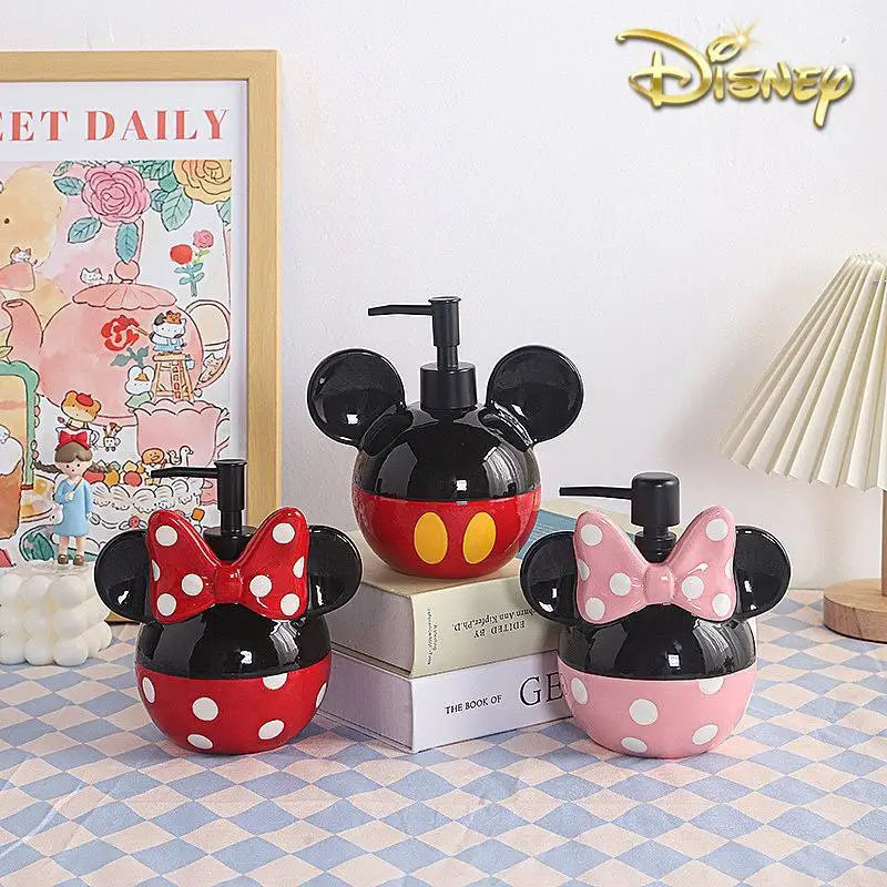 

Disney Mickey Mouse Minnie Press Bottle Extra large capacity hand sanitizer bath gel lotion empty bottle Christmas Gift For Kids